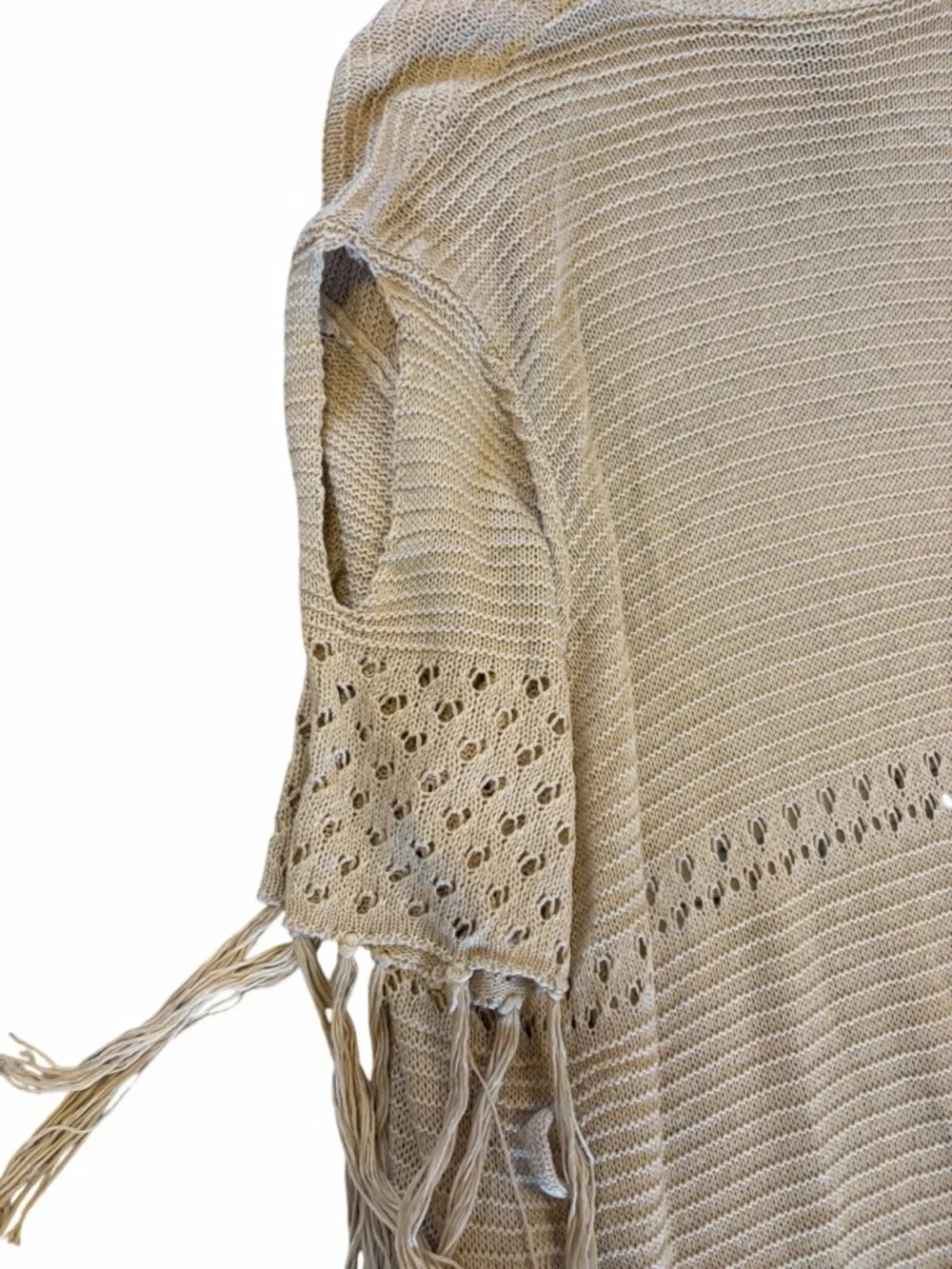 DAVI & DANI NWT Beige Fringe Duster Cardigan - Picture 6 of 10